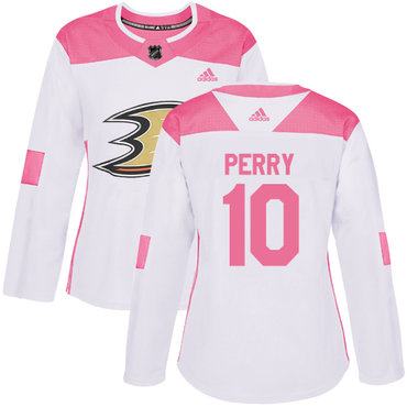 Adidas Anaheim Ducks #10 Corey Perry White Pink Authentic Fashion Women's Stitched NHL Jersey