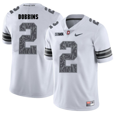 Ohio State Buckeyes 2 J.K. Dobbins White Shadow College Football Jersey