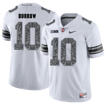 Ohio State Buckeyes 10 Joe Burrow White Shadow College Football Jersey