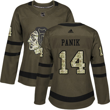 Adidas Chicago Blackhawks #14 Richard Panik Green Salute to Service Women's Stitched NHL Jersey