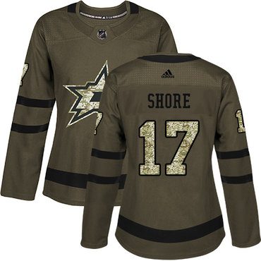 Adidas Dallas Stars #17 Devin Shore Green Salute to Service Women's Stitched NHL Jersey