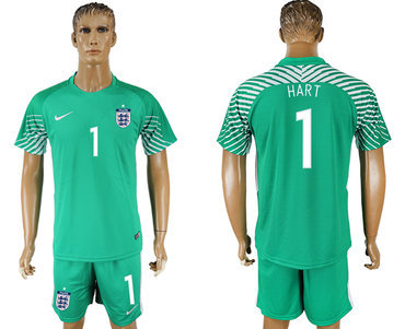 England 1 HART Green Goalkeeper 2018 FIFA World Cup Soccer Jersey