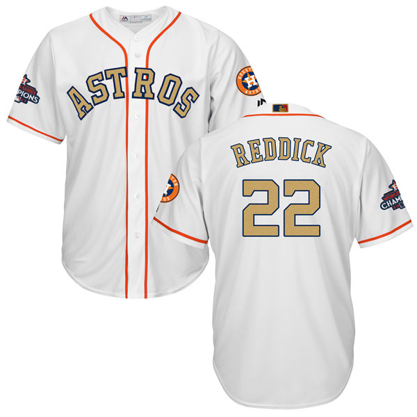 Men's Houston Astros #22 Josh Reddick White 2018 Gold Program Cool Base Stitched MLB Jersey