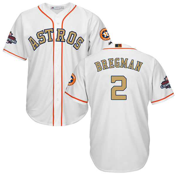 Men's Houston Astros #2 Alex Bregman White 2018 Gold Program Cool Base Stitched MLB Jersey