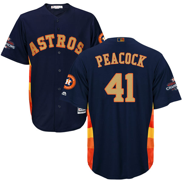 Men's Houston Astros #41 Brad Peacock Navy Blue 2018 Gold Program Cool Base Stitched MLB Jersey