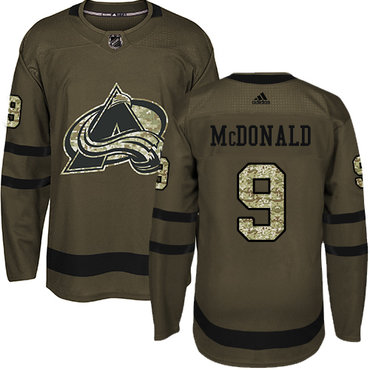 Adidas Avalanche #9 Lanny McDonald Green Salute to Service Stitched Youth NHL Jersey