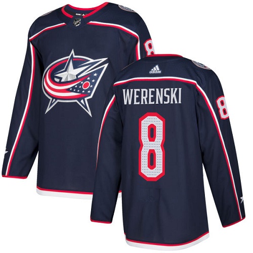 Adidas Blue Jackets #8 Zach Werenski Navy Blue Home Authentic Stitched Youth NHL Jersey