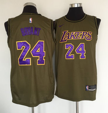 Los Angeles Lakers #24 Kobe Bryant Olive Nike Swingman Jersey