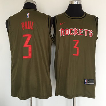 Houston Rockets #3 Chris Paul Olive Nike Swingman Jersey