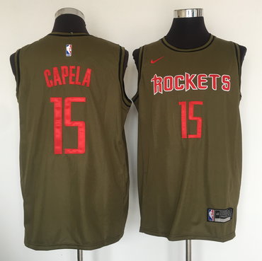 Houston Rockets #15 Clint Cepela Olive Nike Swingman Jersey