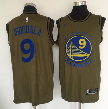 Golden State Warriors #9 Andre Iguodala Olive Nike Swingman Jersey