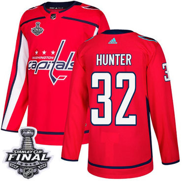 Adidas Capitals #32 Dale Hunter Red Home Authentic 2018 Stanley Cup Final Stitched NHL Jersey