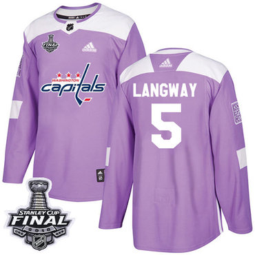 Adidas Capitals #5 Rod Langway Purple Authentic Fights Cancer 2018 Stanley Cup Final Stitched NHL Jersey