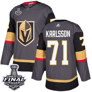 Adidas Golden Knights #71 William Karlsson Grey Home Authentic 2018 Stanley Cup Final Stitched NHL Jersey