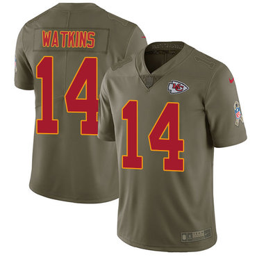 Nike Kansas City Chiefs #14 Sammy Watkins Olive Men's Stitched NFL Limited 2017 Salute To Service Jersey