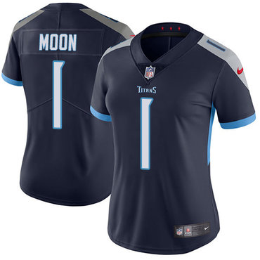 Nike Titans #1 Warren Moon Navy Blue Alternate Women's Stitched NFL Vapor Untouchable Limited Jersey