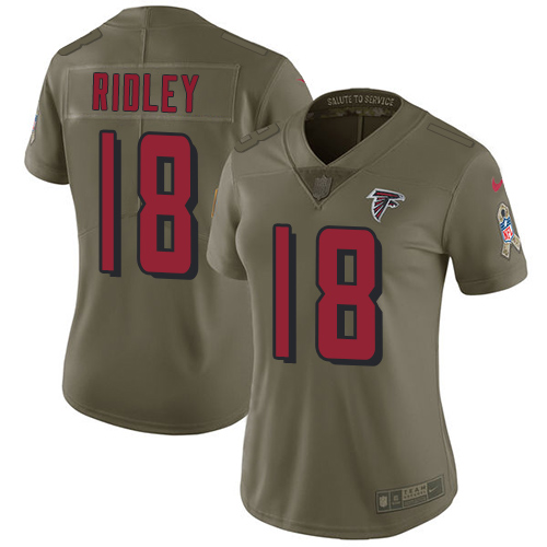 Nike Falcons #18 Calvin Ridley Olive Women's Stitched NFL Limited 2017 Salute to Service Jersey