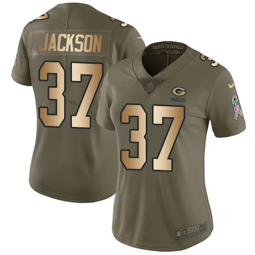 Nike Packers #37 Josh Jackson Olive Gold Women's Stitched NFL Limited 2017 Salute to Service Jersey