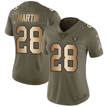 Nike Raiders #28 Doug Martin Olive Gold Women's Stitched NFL Limited 2017 Salute to Service Jersey