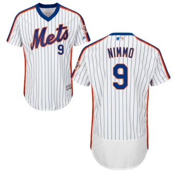 New York Mets #9 Brandon Nimmo White(Blue Strip) Flexbase Authentic Collection Alternate Stitched MLB Jersey