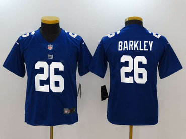 Nike Giants #26 Saquon Barkley Royal Youth 2018 NFL Draft Pick Limited Jersey