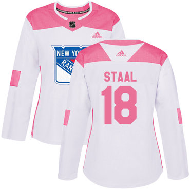 Adidas New York Rangers #18 Marc Staal White Pink Authentic Fashion Women's Stitched NHL Jersey