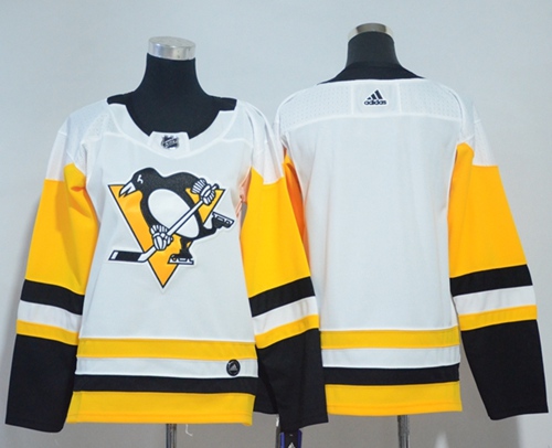 Adidas Pittsburgh Penguins Blank White Road Authentic Women's Stitched NHL Jersey