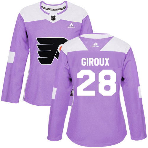 Adidas Philadelphia Flyers #28 Claude Giroux Purple Authentic Fights Cancer Women's Stitched NHL Jersey