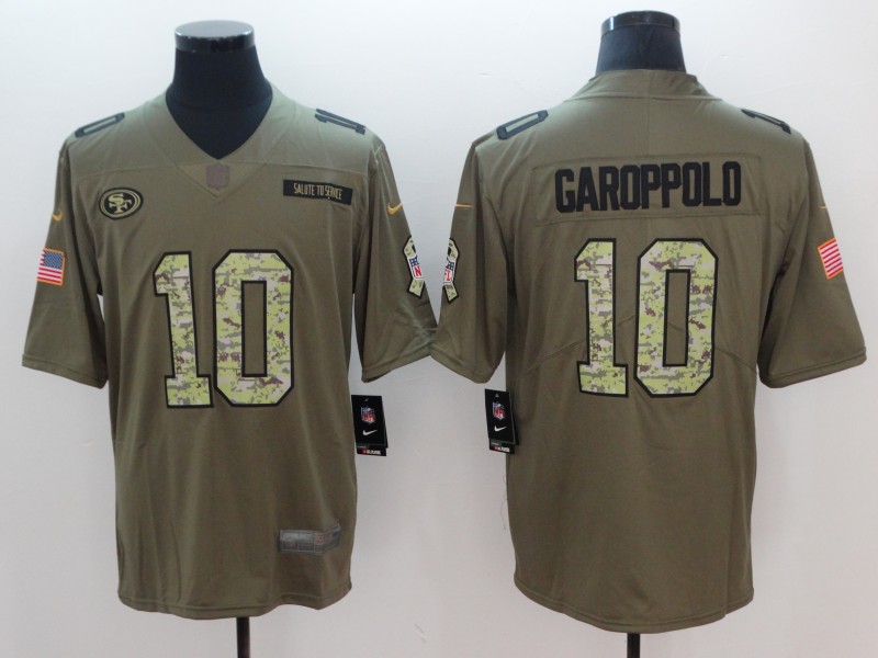 Nike 49ers #10 Jimmy Garoppolo Olive Camo Salute To Service Limited Jersey