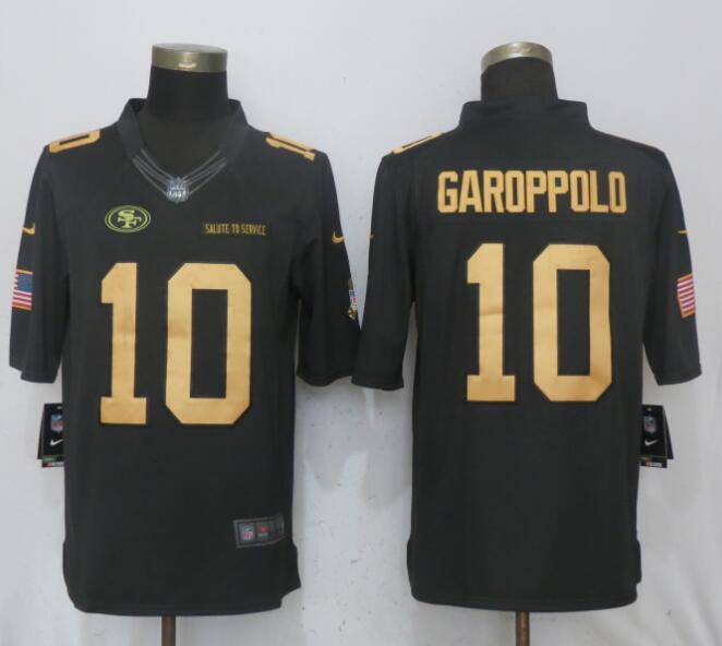 Nike 49ers #10 Jimmy Garoppolp Anthracite Gold Salute To Service Limited Jersey