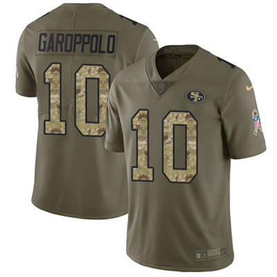 Nike 49ers #10 Jimmy Garoppolo Olive Camo Men's Stitched NFL Limited 2017 Salute To Service Jersey