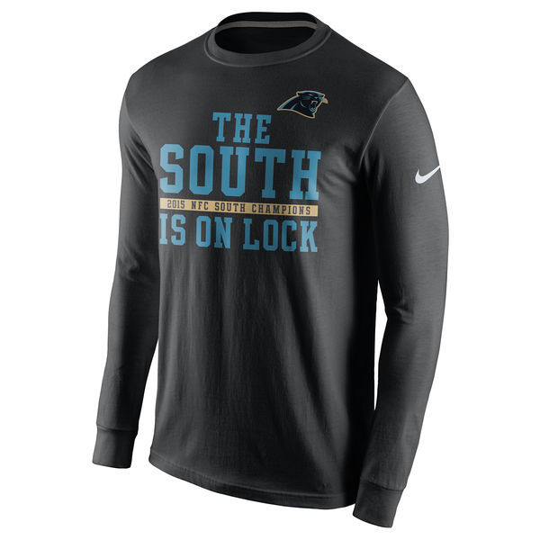 Nike Panthers Black Team Logo Men's Long Sleeve T Shirt