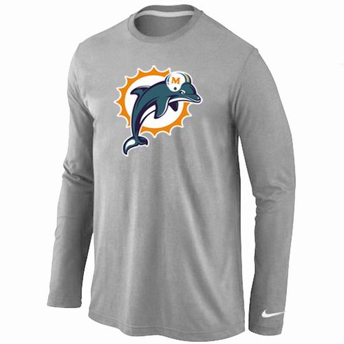 Nike Miami Dolphins Logo Long Sleeve T-Shirt Grey