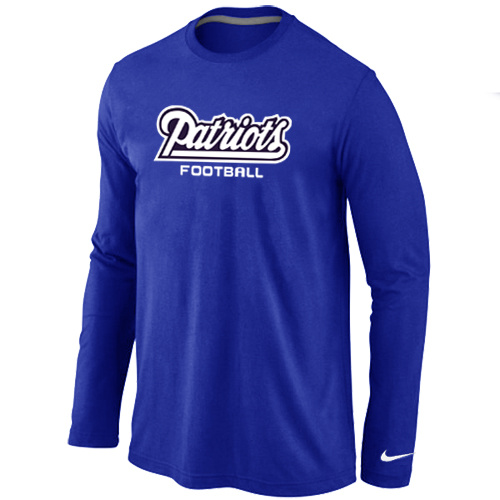 Nike New England Patriots Authentic font Long Sleeve T-Shirt blue