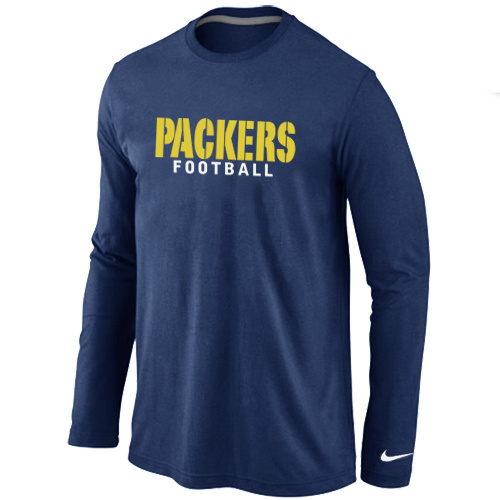 Nike Green Bay Packers font Long Sleeve T-Shirt D.Blue