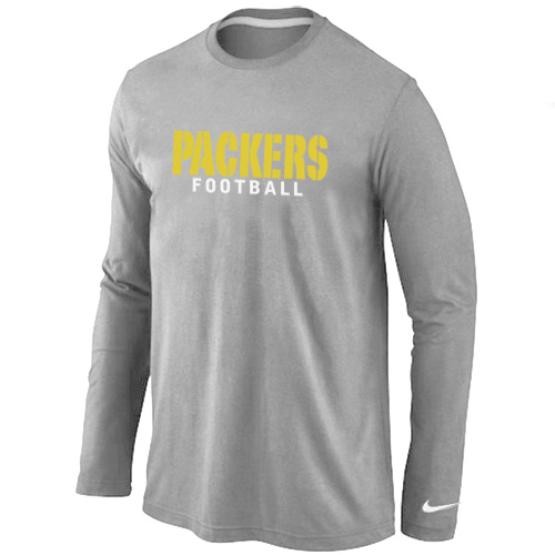 Nike Green Bay Packers font Long Sleeve T-Shirt Grey