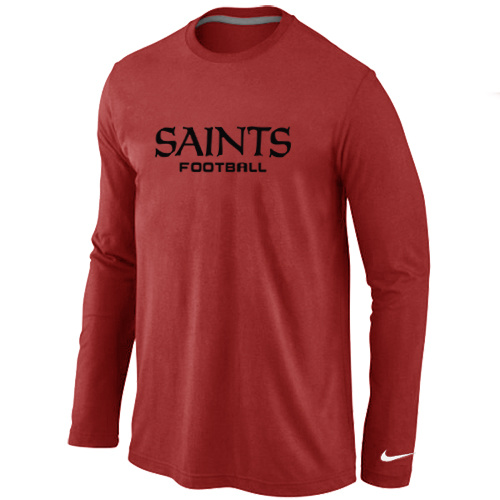 Nike New Orleans Saints Authentic font Long Sleeve T-Shirt Red