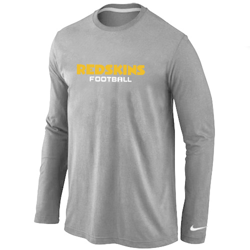 Nike Washington Redskins Authentic font Long Sleeve T-Shirt Grey