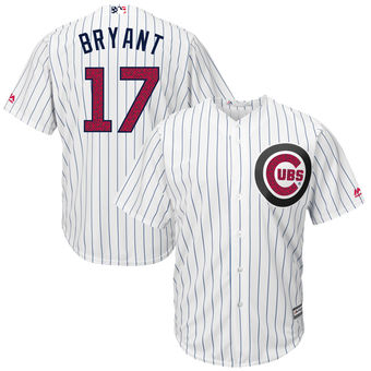 Chicago Cubs #17Kris Bryant Majestic Fashion Stars & Stripes Cool Base Player White Jersey