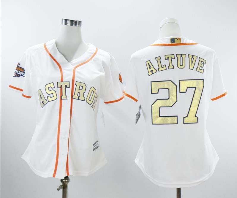 Houston Astros #27 Jose Altuve White Women 2018 Gold Program Cool Base Jersey