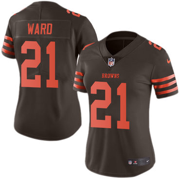 Nike Cleveland Browns #21 Denzel Ward Brown Women's Stitched NFL Limited Rush Jersey