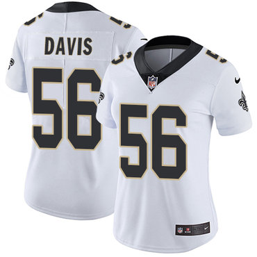 Nike New Orleans Saints #56 DeMario Davis White Women's Stitched NFL Vapor Untouchable Limited Jersey