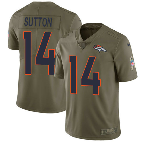 Nike Denver Broncos #14 Courtland Sutton Olive Men's Stitched NFL Limited 2017 Salute to Service Jersey