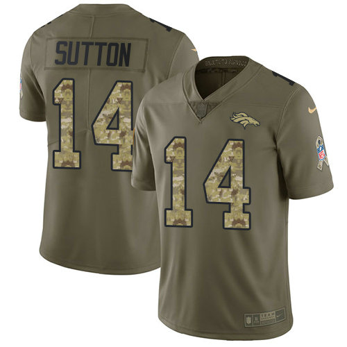 Nike Denver Broncos #14 Courtland Sutton Olive Camo Men's Stitched NFL Limited 2017 Salute to Service Jersey