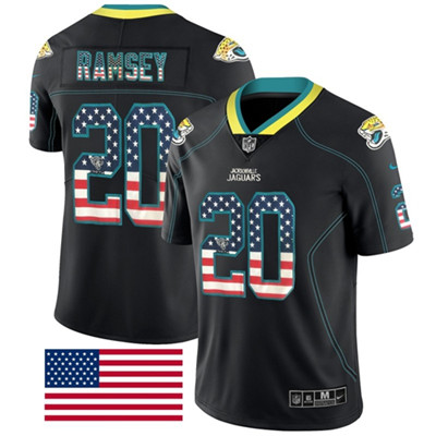 Nike Jacksonville Jaguars #20 Jalen Ramsey Black Men's Stitched NFL Limited Rush USA Flag Jersey