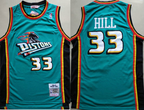 Detroit Pistons 33 Grant Hill Swingman Green Throwback Jersey