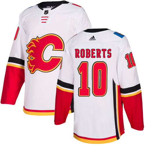 Men's Adidas Calgary Flames #10 Gary Roberts White Away Authentic NHL Jersey