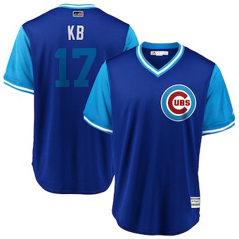 Men's Chicago Cubs 17 Kris Bryant KB Majestic Royal 2018 Players' Weekend Cool Base Jersey