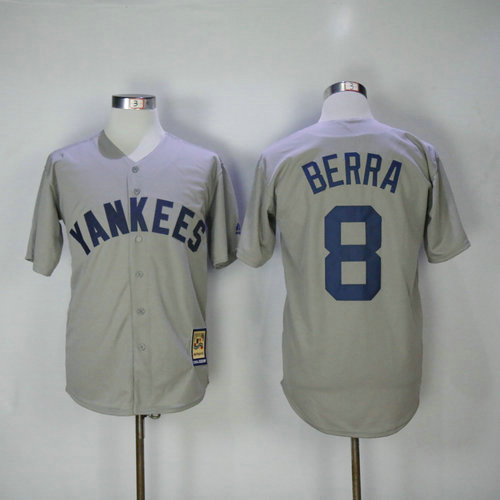 New York Yankees 8 Yogi Berra Majestic Gray Road Cool Base Cooperstown Collection Player Jersey