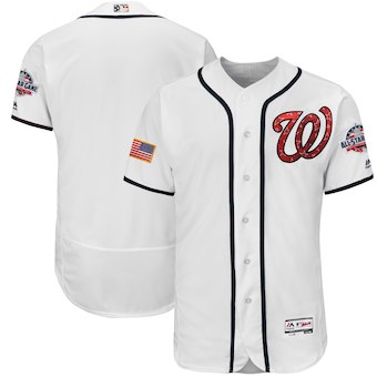 Washington Nationals Majestic Blank White 2018 Stars & Stripes Flex Base Team Jersey